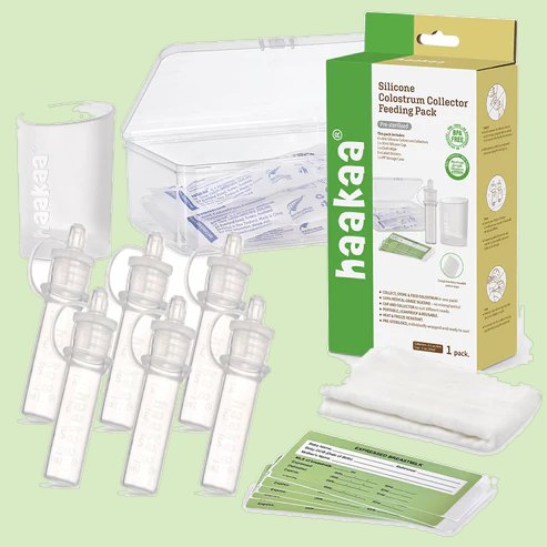 Recolector de calostro set de 6 unid con vaso, estuche y paño